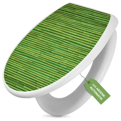 Produktbild von Toilettendeckel weiß mit Absenkautomatik und Motiv Bambus Grün [TDW 10353]