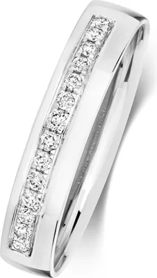 Produktbild von 9 Karat (375) Weißgold 4mm Slight Court Form Diamant Trauring/Ehering/Hochzeitsring Brillant-Schliff 0.16 Karat HI - I1, 53 (16.9); TRS368159KWRSM
