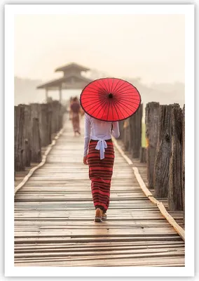 Produktbild von Poster - Poster ohne Rahmen - Birma Regenschirm Brücke - 70x100 cm - Wand Bild - Wanddeko - Wandbilder - Kunstposter - Wandposter - Bilder - Kunstdruck - Wanddekoration - Wandbild - P2XPA70x100-4261