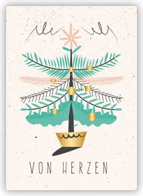 Produktbild von Schöne Vintage Geschenk Weihnachtskarte mit Weihnachtsbaum: Von Herzen