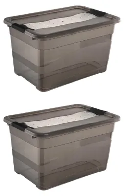 Obrázek produktu pro keeeper Cornelia, 2 úložné boxy s víkem a posuvným uzávěrem, 59,5 x 39 cm