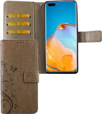 Produktbild von Huawei P40 Pro Handy Hülle Schutz Tasche Cover Flip Case Kartenfach Grau