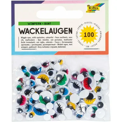 Image de folia 7510 folia Wackelaugen mit Wimpern farbig sortiert 100 St.