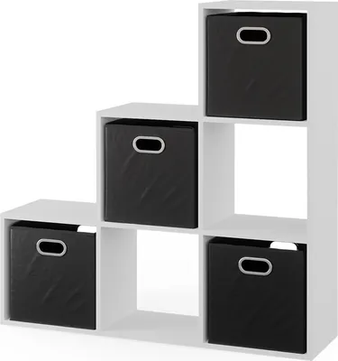 Vicco Treppenregal , 105 x 107.5 cm mit Faltboxen opt.3, Weiß