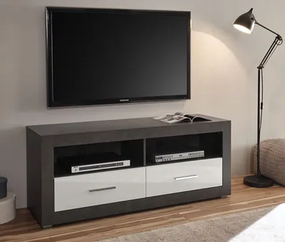 Immagine prodotto di Etero Lowboard 150cm dark concret / weiß Hochglanz TV Board Modern