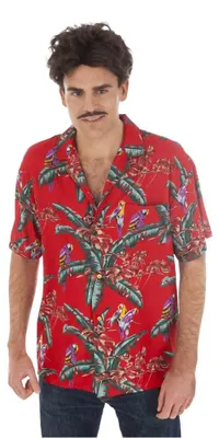 Hawaii-Hemd Herren Kurzarm Tropenshirt Rot XL