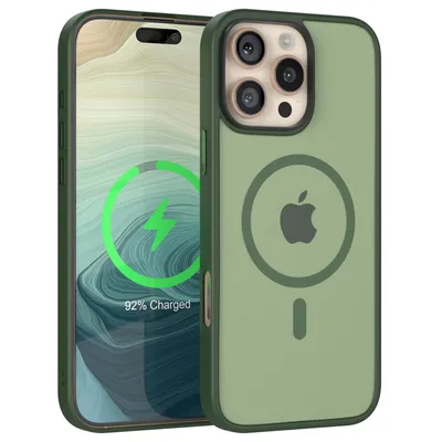 Produktbild von EAZY CASE - Outdoor Case mit MagSafe Funktion kompatibel mit Apple iPhone 16 Pro Max, induktives Laden, stoßfest, Silikonhülle mit Kameraschutz in Dunkelgrün