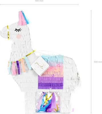 Produktbild von PartyDeco Piñata - Lama, 41x49,5x10cm, Standard-Pinata, Weiblich, Blau, Lila, Pink, Violett, Weiß, Lama, 410 mm, 100 mm