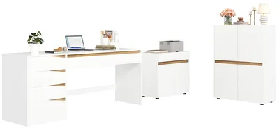 Produktbild von Aktenschrank 80x40x70 cm, Weiß, mit 1 Schublade und 2 Fächern, verstellbaren Einlegeböden, ohne Matratze