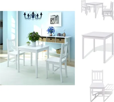 Immagine prodotto di vidaXL Set da pranzo 3 pezzi in legno di pino bianco - Set da pranzo