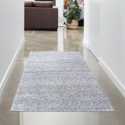 Produktbild von Moderner Hochflor Teppich in Silbergrau – stilvolles Design und weiche Struktur Größe - 60 x 110 cm