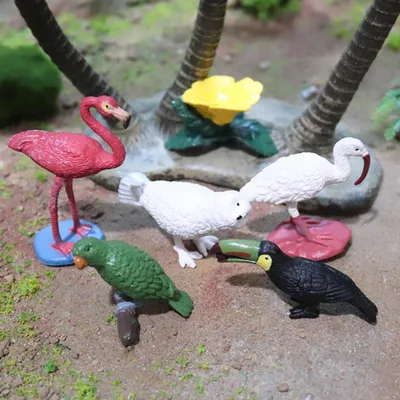 Obrázek produktu pro 17 kusů Simulované ptáky Zvířata Papoušek Model Figurka Hračka PVC Flamingo Ptáci Figurka Sbírka Hrací sada Dortová ozdoba Dárek pro děti Vzdělávací
