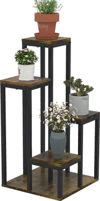 Produktbild von Outsunny Pflanzenregal mit 4 Ebenen, Multifunktionales Blumenregal für Outdoor