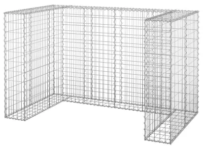 Image de Poubelle extérieure en acier galvanisé – 180x100x110 cm – Résistante aux intempéries et verrouillable – Conteneur à ordures