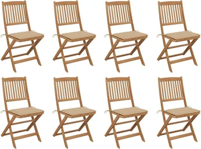 Produktbild von Klappbare Gartenstühle mit Kissen 8 Stk. Massivholz Akazie