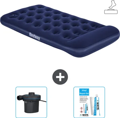 Produktbild von Bestway Luftmatratze - 1 Person - 99 x 188 x 28 cm - Blau - Inklusive Zubehör