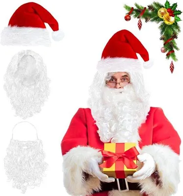 Produktbild von Komplette Weihnachtsmann Perücke mit Bart und Hut für Erwachsene
