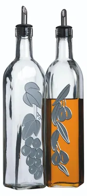Öl- und Essigflaschen-Set, Glas, 500 ml, 2 Stück, dekorativ