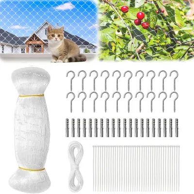 Image de Filet de protection pour chats, dimensions 10 x 3 mètres, transparent, en nylon, résistant aux UV, idéal pour les balcons