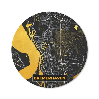 Produktbild von MuchoWow® Mauspad Mousepad Bremerhaven - Karte - Gold - Deutschland - Stadtplan 50x50 cm - Mousepads - Maus Mat - Pad - Mausunterlage - Vinyl