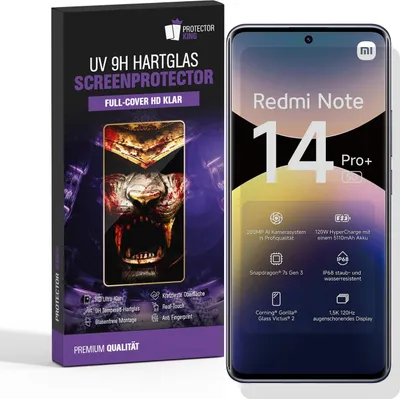 Produktbild von 2x 9H Panzerglas für Xiaomi Redmi Note 14 Pro Plus HD KLAR UV-Liquid echtes Tempered Glass Displayschutz Schutzglas Schutzfolie Screen-Protector