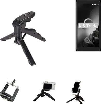 Produktbild von K-S-Trade Stativ Tisch-Ständer Dreibein Handy-Stativ Ständer kompatibel mit Alcatel 1X (2019) Mini-Stativ Smartphone Tripod Handy-Stativ aus Plastik