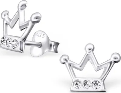 Produktbild von Kinderohrstecker: Mädchen Glitzer Ohrringe Silber „Krone“