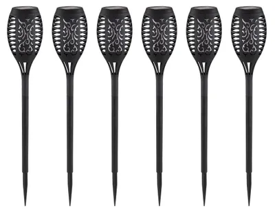 Produktbild von 6er Set LED Solar-Steckleuchte, Stanzungen, schwarz, H 49,5 cm