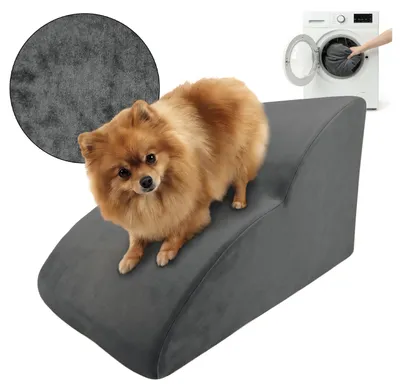 Obrázek produktu pro Schůdek pro psy a kočky, model RAMPE. Schůdek pro domácí mazlíčky, 2 stupně, barva: grafit, materiál: royal (látka)