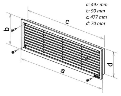 Immagine prodotto di Griglia di ventilazione della porta VMD, 500 x 90 mm, 2 pezzi, marrone 0202