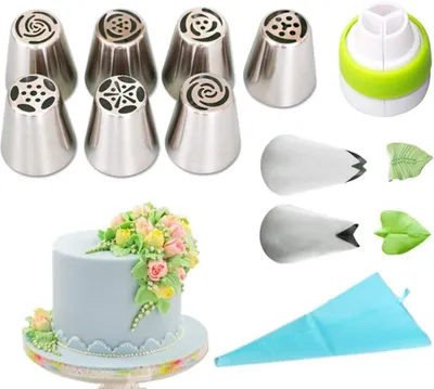 Produktbild von Düsenset, professionelle russische Edelstahl-Düsenaufsätze, Cupcake-Dekorations-Backset, Backzubehör, Tortendekoration