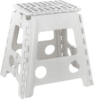 Produktbild von Klappbarer PVC-Hocker, Größe L (29 × 22 × 39 cm), Tragkraft 130 kg, leicht und sicher, weiß