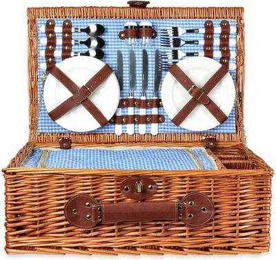 Image de Panier de pique-nique en osier - pour l'extérieur - pique-nique - panier - été - écologique