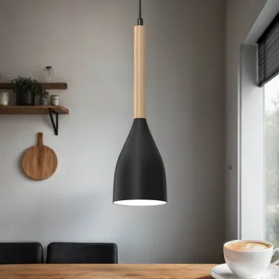 Produktbild von Pendelleuchte Skandinavisch Schwarz E27 Ø 11 cm höhenverstellbar Esszimmer Küche Hängelampe