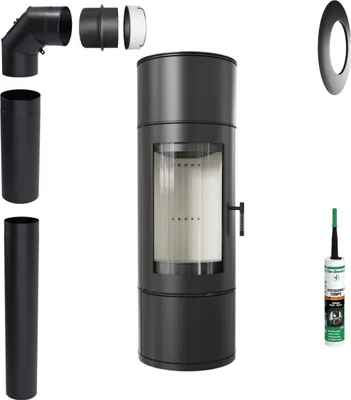 Produktbild von Freistehender Stahlkamin Ziegenofen GRATES ANTARES 10kW Installationsset