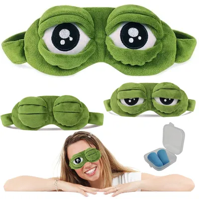 Produktbild von Schlafmaske Augenbinde Augenklappe Kreative Cartoon Frosch Augenmaske Augenbedeckung Plüsch Niedliche Augenmaske (1)