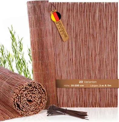 Produktbild von Weidenmatte 180x500 cm mit Kabelbindern · 18 Größen · Sichtschutzmatte für Garten, Balkon und Terrasse · Balkonsichtschutz