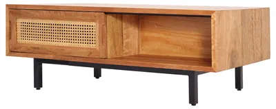 Produktbild von home24 Massiver Couchtisch - Mango massiv / Wiener Geflecht - Mango / Beige