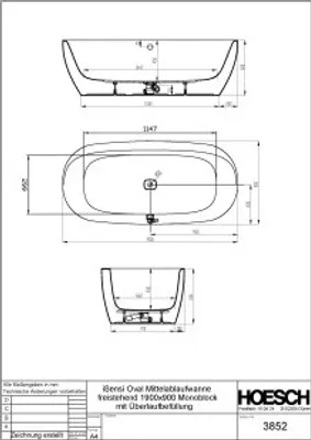 Produktbild von Hoesch 3852.112 BW iSensi Oval 1900x900 Monolith