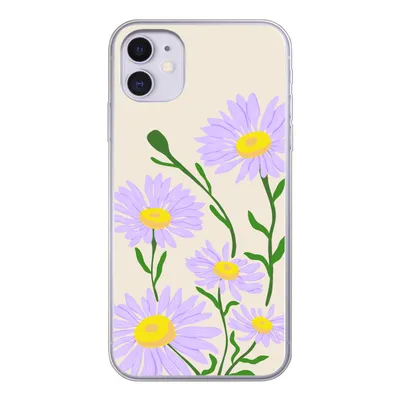 Produktbild von MuchoWow® Handyhülle Schutzhülle Hülle für iPhone 11 Blume - Lila - Minimalismus Silikon Softcase Handy Hülle - Handytasche - Geburtstag Teenager