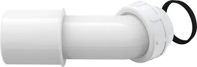 A white plumbing fitting with a black rubber seal, isolated on a white background.