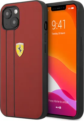 Produktbild von Ferrari Hardcase iPhone 13 & 14 - Debossed Stripes - Red