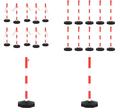 Immagine prodotto di vidaXL Set di pali per catene con 10 m di catena in plastica - Set di pali per catene - Set di pali per traffico - Set di pali per traffico - Set di pali per traffico