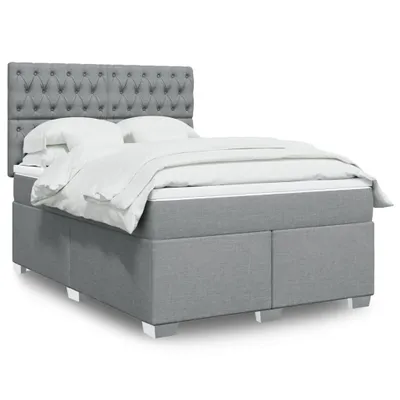 Produktbild von vidaXL Boxspringbett mit Matratze Hellgrau 160x200 cm Stoff