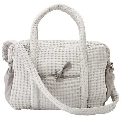 Image de Sac à langer en coton gaufré Tiny - 28 x 42 cm - Gris | par BB&CO