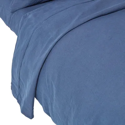 Produktbild von HOMESCAPES Leinen Bettlaken Dunkelblau,275 x 275 cm