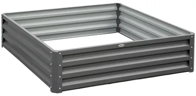 Image de Bordure de jardin en acier – Plate-bande surélevée | Couleur : Gris | Dimensions : 120 x 120 x 30 cm