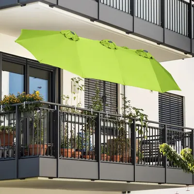Produktbild von Sekey Balkonschirm Doppelsonnenschirm 300x160 cm mit Kurbel, Neigbar, UV50+ Sonnenschutz, Windstabil, Oval Sonnenschirm, Apfelgrün