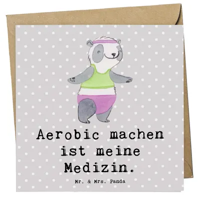 Produktbild von Mr. & Mrs. Panda Grußkarte Panda Aerobic - Grau Pastell - Geschenk, Fitness, faltkarte, anlasskarte, Fitnessstudio, Klappkarte, Glückwunschkarte, doppelkarte