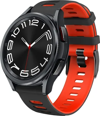 Produktbild von Silikon Armband 20mm Uhrenarmband, Farbe:Schwarz Rot